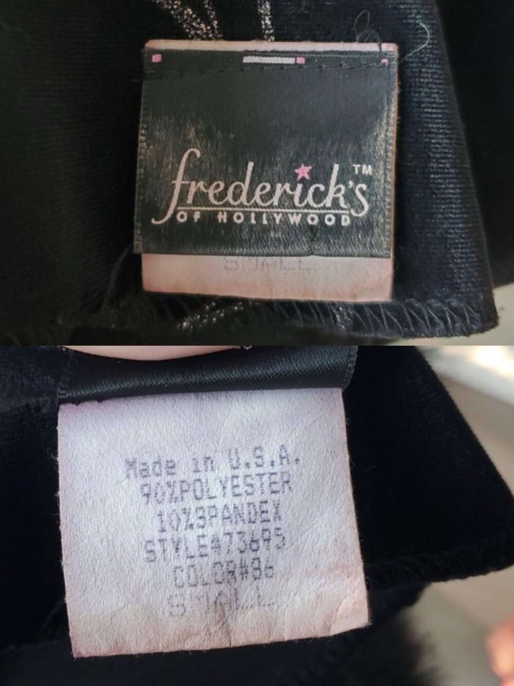 Fredericks Of Hollywood Black Velour Velvet Faux Fur Collar Coat Size Small - Picture 9 of 10